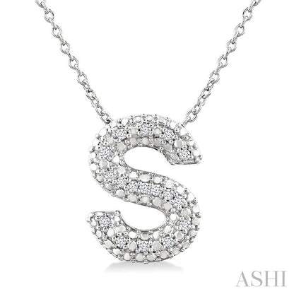 Silver Bubble 'S' Initial Diamond Pendant