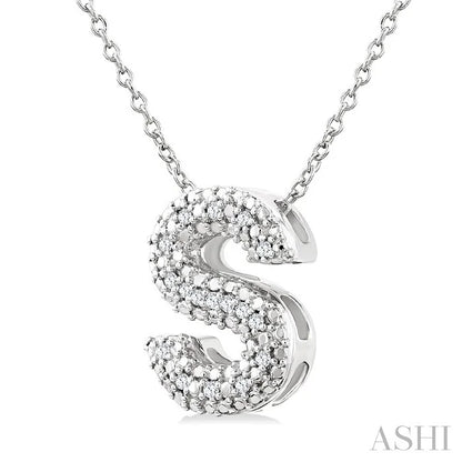 Silver Bubble 'S' Initial Diamond Pendant
