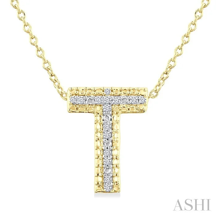 Gold Vermeil Bubble 'T' Initial Diamond Pendant