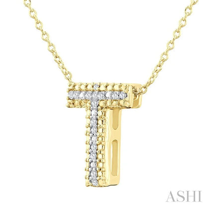 Gold Vermeil Bubble 'T' Initial Diamond Pendant