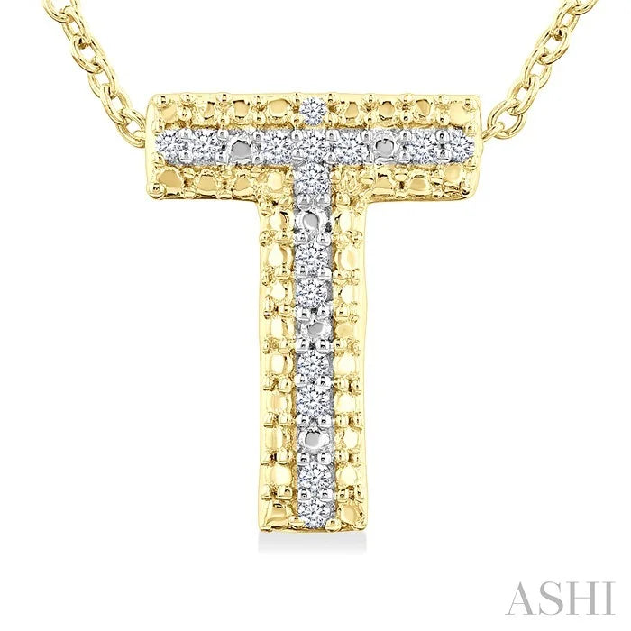 Gold Vermeil Bubble 'T' Initial Diamond Pendant