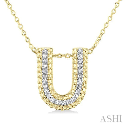 Gold Vermeil Bubble 'U' Initial Diamond Pendant
