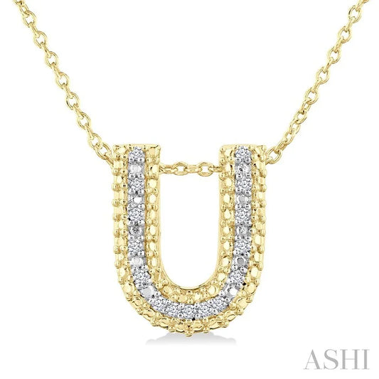 Gold Vermeil Bubble 'U' Initial Diamond Pendant