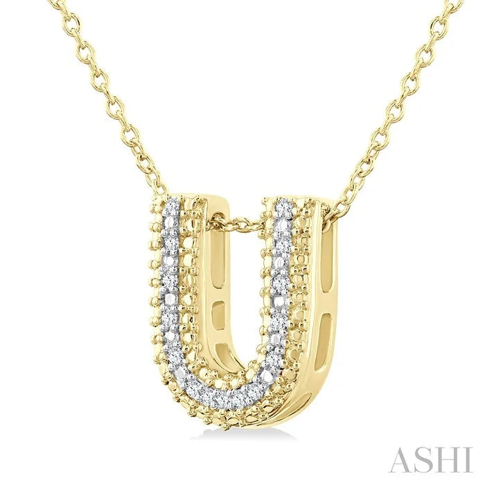 Gold Vermeil Bubble 'U' Initial Diamond Pendant
