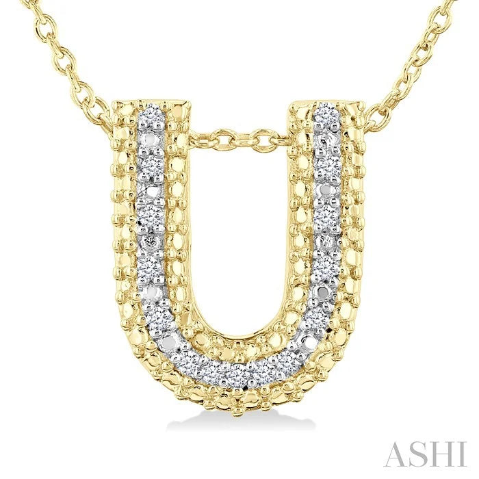 Gold Vermeil Bubble 'U' Initial Diamond Pendant