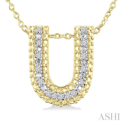 Gold Vermeil Bubble 'U' Initial Diamond Pendant