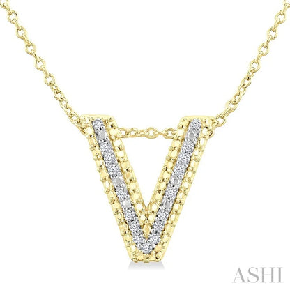 Gold Vermeil Bubble 'V' Initial Diamond Pendant