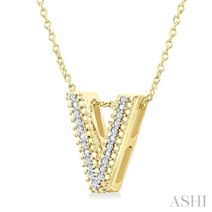 Gold Vermeil Bubble 'V' Initial Diamond Pendant