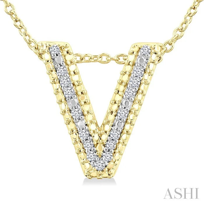 Gold Vermeil Bubble 'V' Initial Diamond Pendant