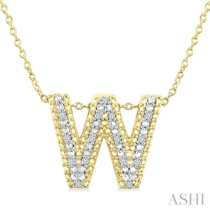 Gold Vermeil Bubble 'W' Initial Diamond Pendant