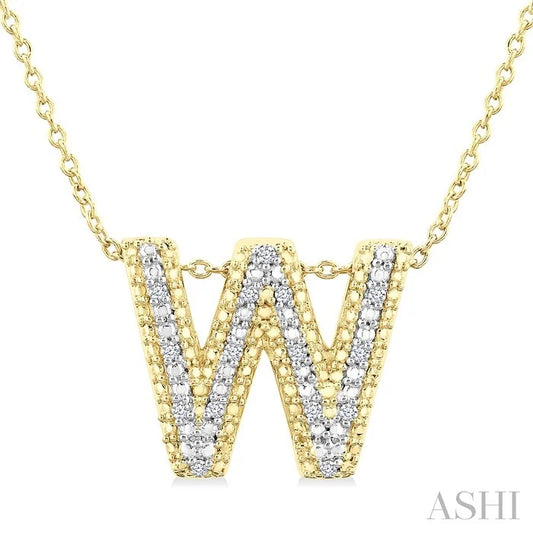 Gold Vermeil Bubble 'W' Initial Diamond Pendant