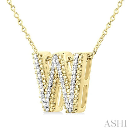 Gold Vermeil Bubble 'W' Initial Diamond Pendant