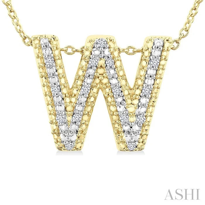 Gold Vermeil Bubble 'W' Initial Diamond Pendant