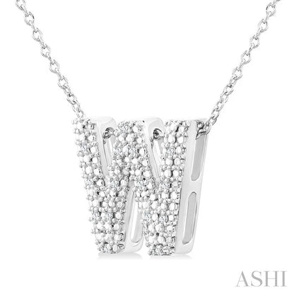 Silver Bubble 'W' Initial Diamond Pendant