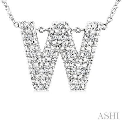 Silver Bubble 'W' Initial Diamond Pendant