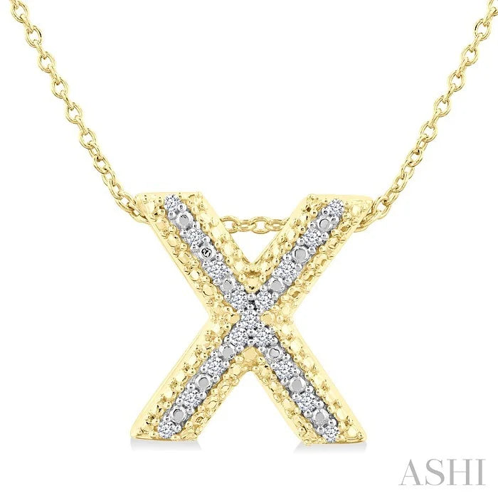 Gold Vermeil Bubble 'X' Initial Diamond Pendant