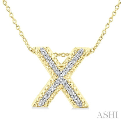 Gold Vermeil Bubble 'X' Initial Diamond Pendant