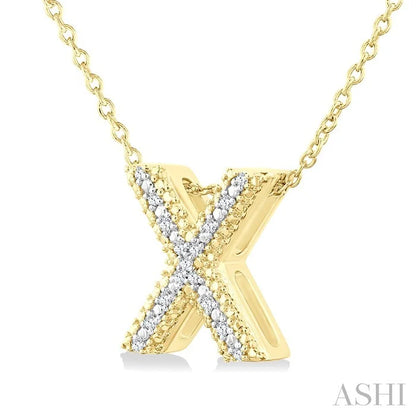 Gold Vermeil Bubble 'X' Initial Diamond Pendant