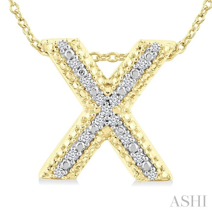 Gold Vermeil Bubble 'X' Initial Diamond Pendant