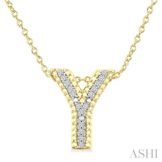 Gold Vermeil Bubble 'Y' Initial Diamond Pendant