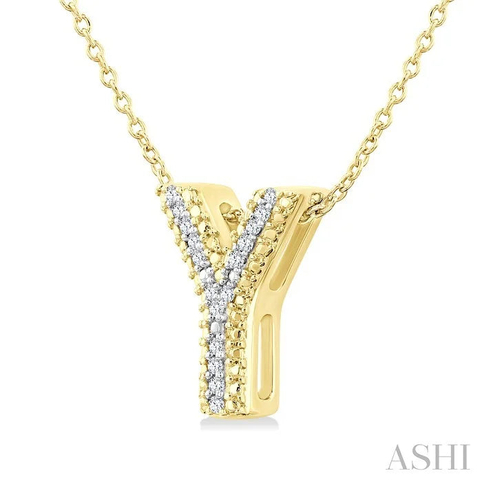 Gold Vermeil Bubble 'Y' Initial Diamond Pendant
