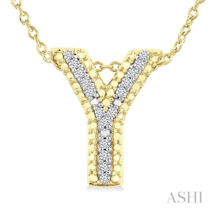 Gold Vermeil Bubble 'Y' Initial Diamond Pendant