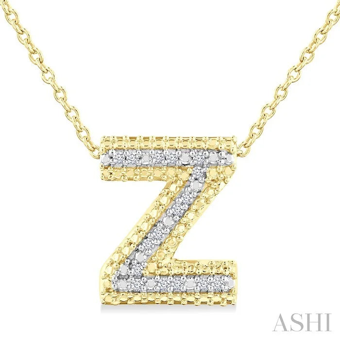 Gold Vermeil Bubble 'Z' Initial Diamond Pendant