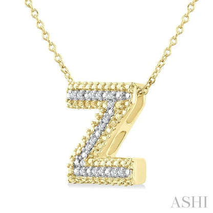 Gold Vermeil Bubble 'Z' Initial Diamond Pendant