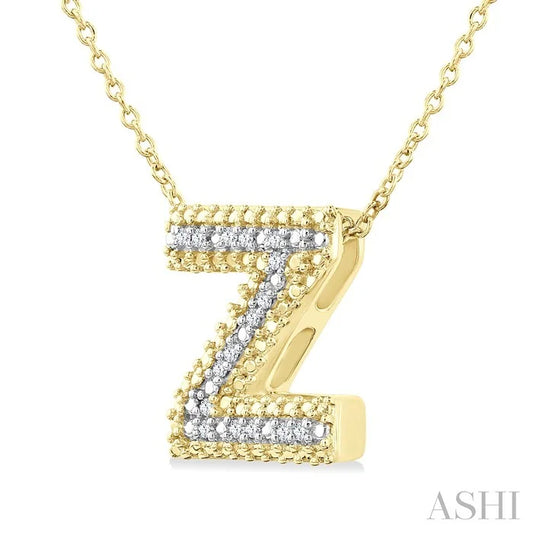 Gold Vermeil Bubble 'Z' Initial Diamond Pendant