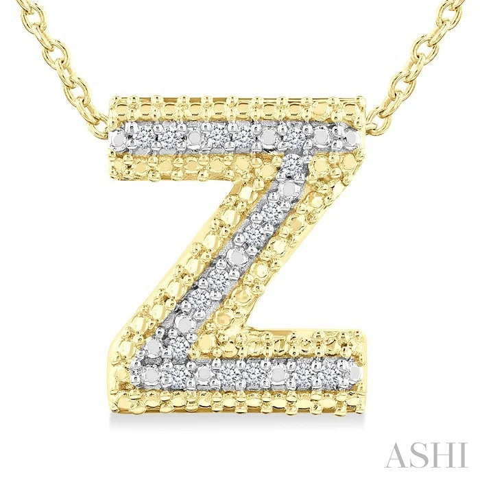 Gold Vermeil Bubble 'Z' Initial Diamond Pendant