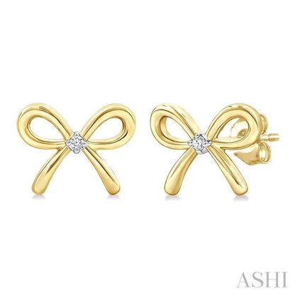Gold Vermeil Bow Diamond Fashion Earrings