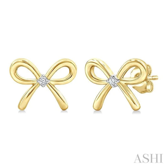 Gold Vermeil Bow Diamond Fashion Earrings