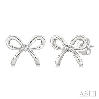Silver Bow Diamond Fashion Earrings