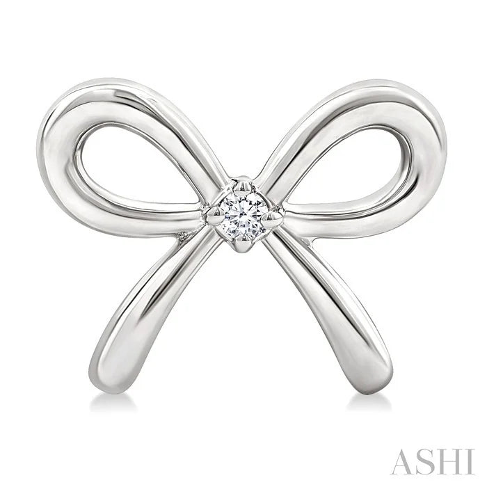 Silver Bow Diamond Fashion Earrings