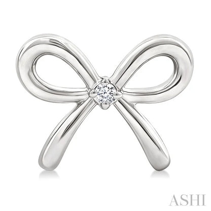 Silver Bow Diamond Fashion Earrings
