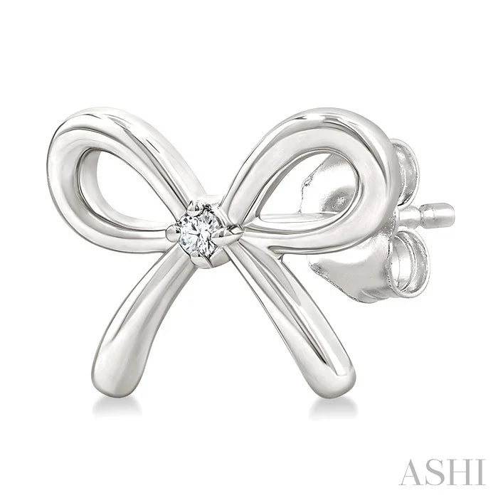 Silver Bow Diamond Fashion Earrings