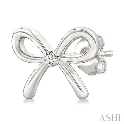 Silver Bow Diamond Fashion Earrings
