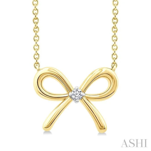 Gold Vermeil Bow Diamond Fashion Pendant