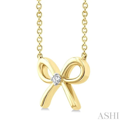 Gold Vermeil Bow Diamond Fashion Pendant