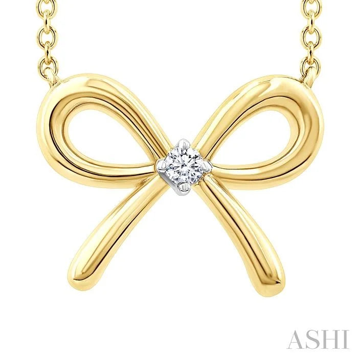 Gold Vermeil Bow Diamond Fashion Pendant
