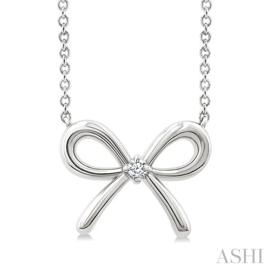 Silver Bow Diamond Fashion Pendant