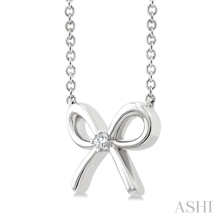 Silver Bow Diamond Fashion Pendant