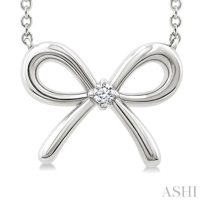 Silver Bow Diamond Fashion Pendant