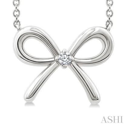 Silver Bow Diamond Fashion Pendant