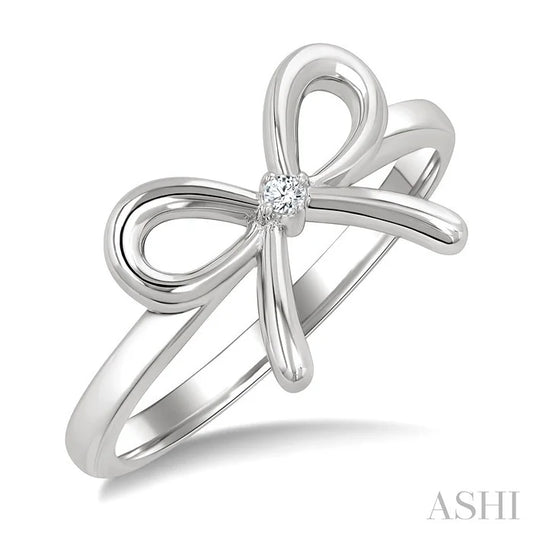 Silver Bow Diamond Fashion Ring