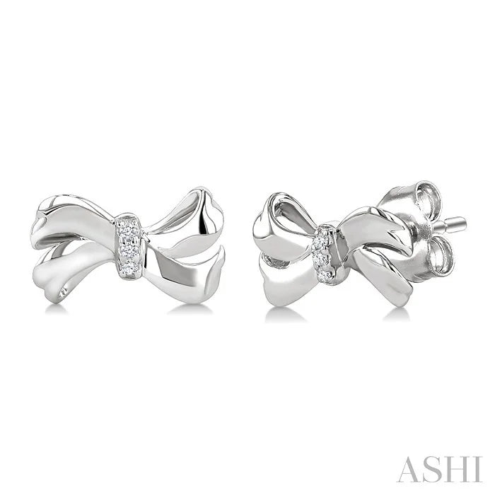 Silver Bow Diamond Fashion Earrings