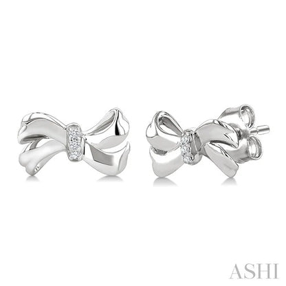 Silver Bow Diamond Fashion Earrings