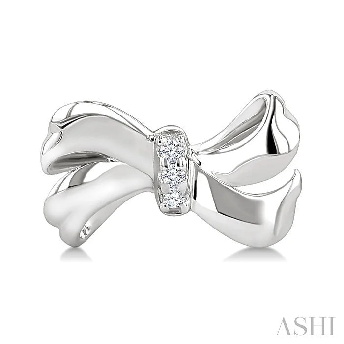 Silver Bow Diamond Fashion Earrings