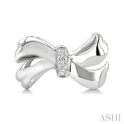 Silver Bow Diamond Fashion Earrings