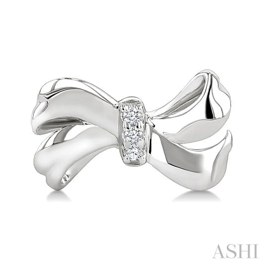 Silver Bow Diamond Fashion Earrings